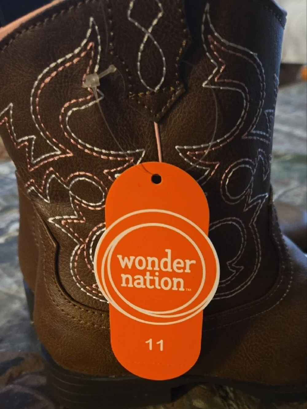 wonder nation Brown Ankle Cowboy Boots with Pink Lining